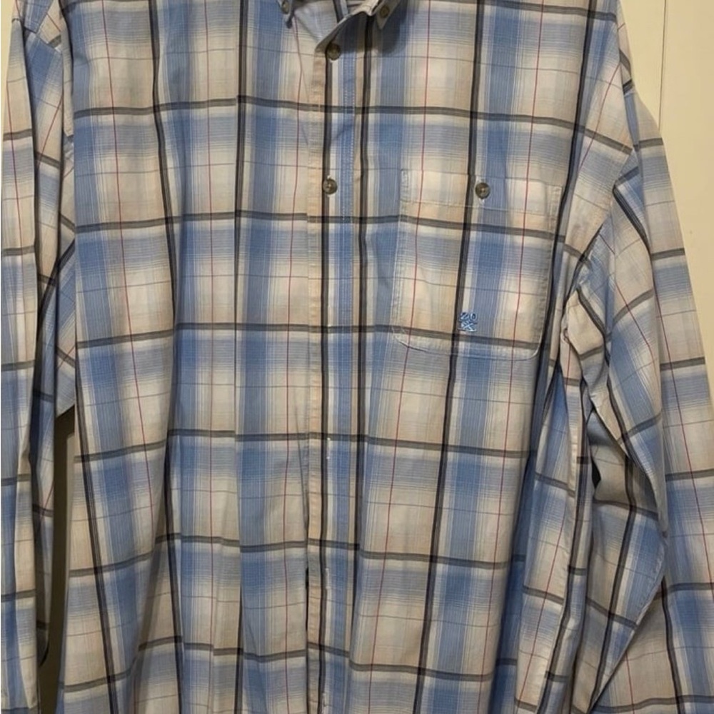Wrangler TwentyX Men’s Light Blue and White Plaid Shirt